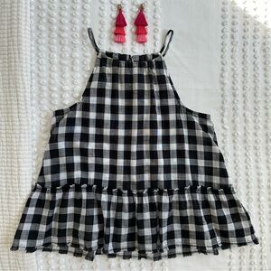 Anthropologie Cloth and Stone Plaid Gingham Buffalo Check Halter Peplum Top XXSP